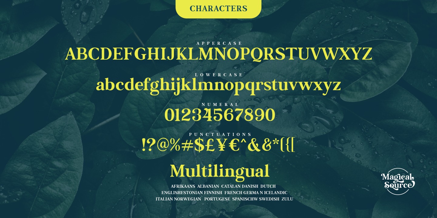 Magical Source Condensed Font preview